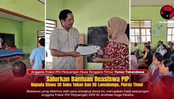 Yunus Takandewa Salurkan Beasiswa PIP untuk Siswa SD di Flores Timur